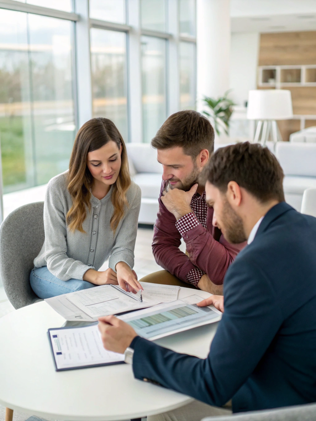 Insurance agents assisting seniors with life insurance applications